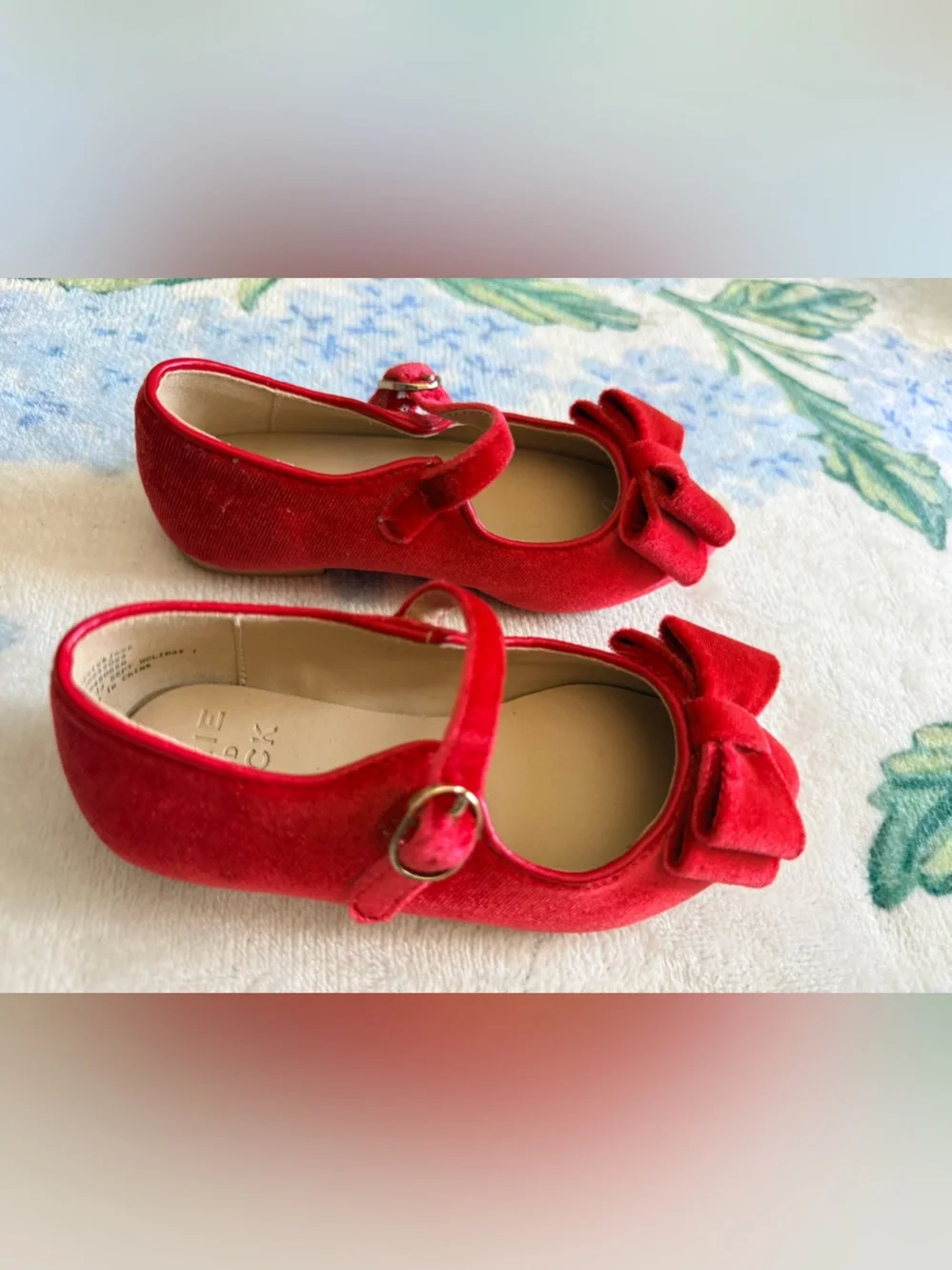 Janie and Jack Toddler Red Velvet Bow Mary Jane Shoes